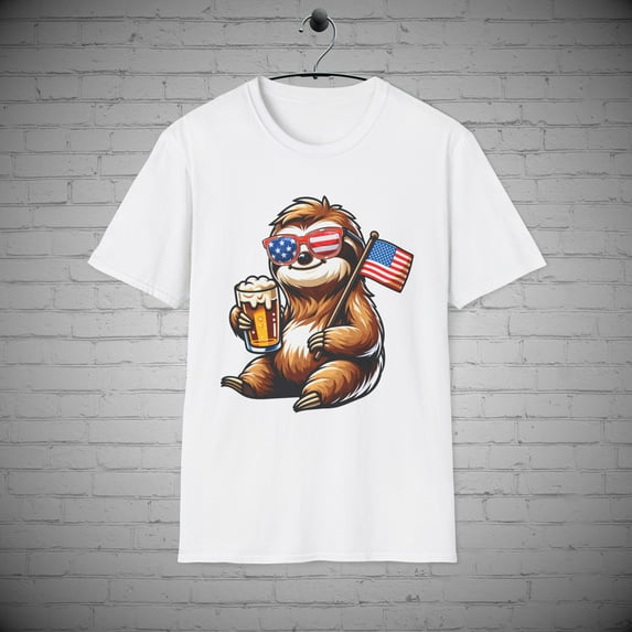 July 4th Sloth T-Shirt, Sloth tee, Cute Independence Day Tee