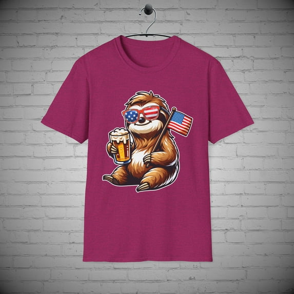 July 4th Sloth T-Shirt, Sloth tee, Cute Independence Day Tee