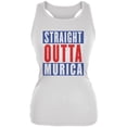 thumbnail image 1 of July 4th Straight Outta Murica America Funny Juniors Soft Tank Top White X-LG, 1 of 1