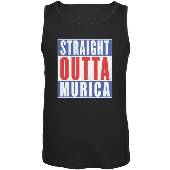 July 4th Straight Outta Murica America Funny Mens Tank Top Black SM