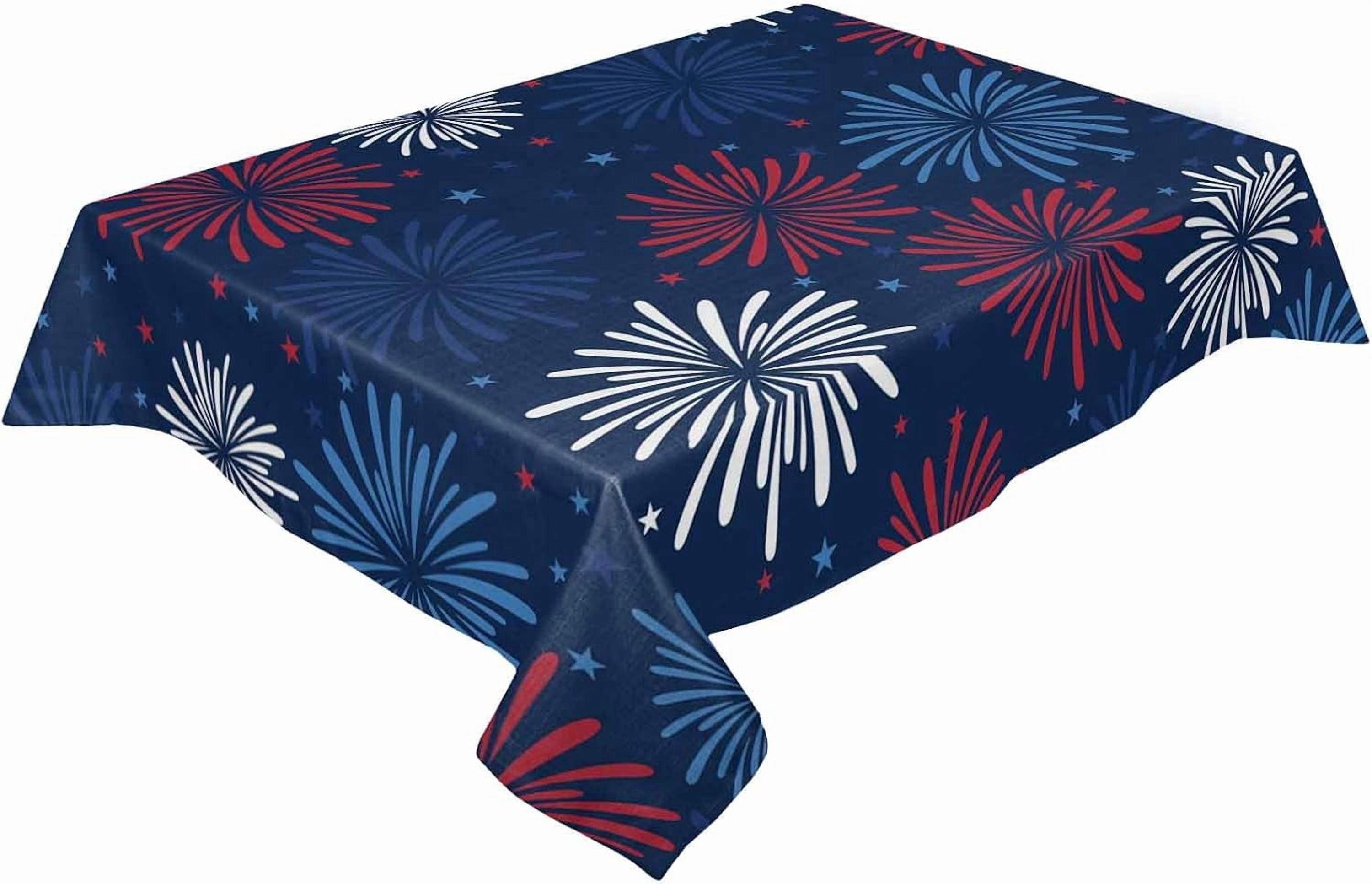 July 4th Tablecloths Fireworks Celebration Patriotic Americana Stars ...