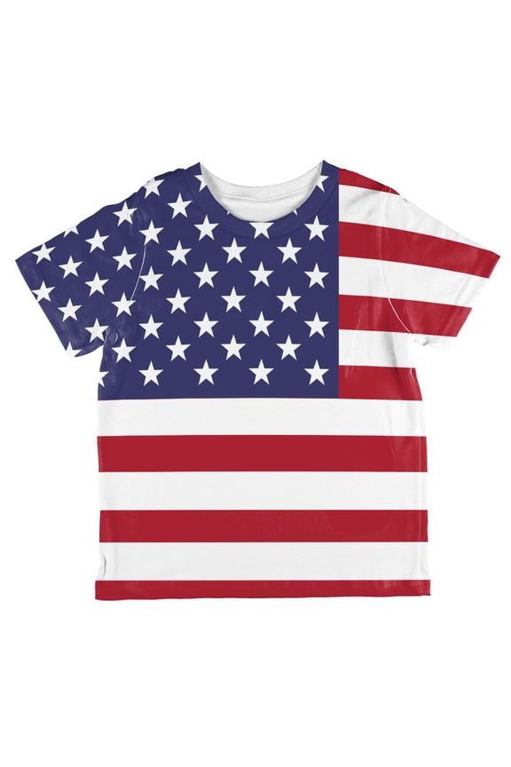 July 4th USA American Flag All Over Toddler T Shirt Multi 4T