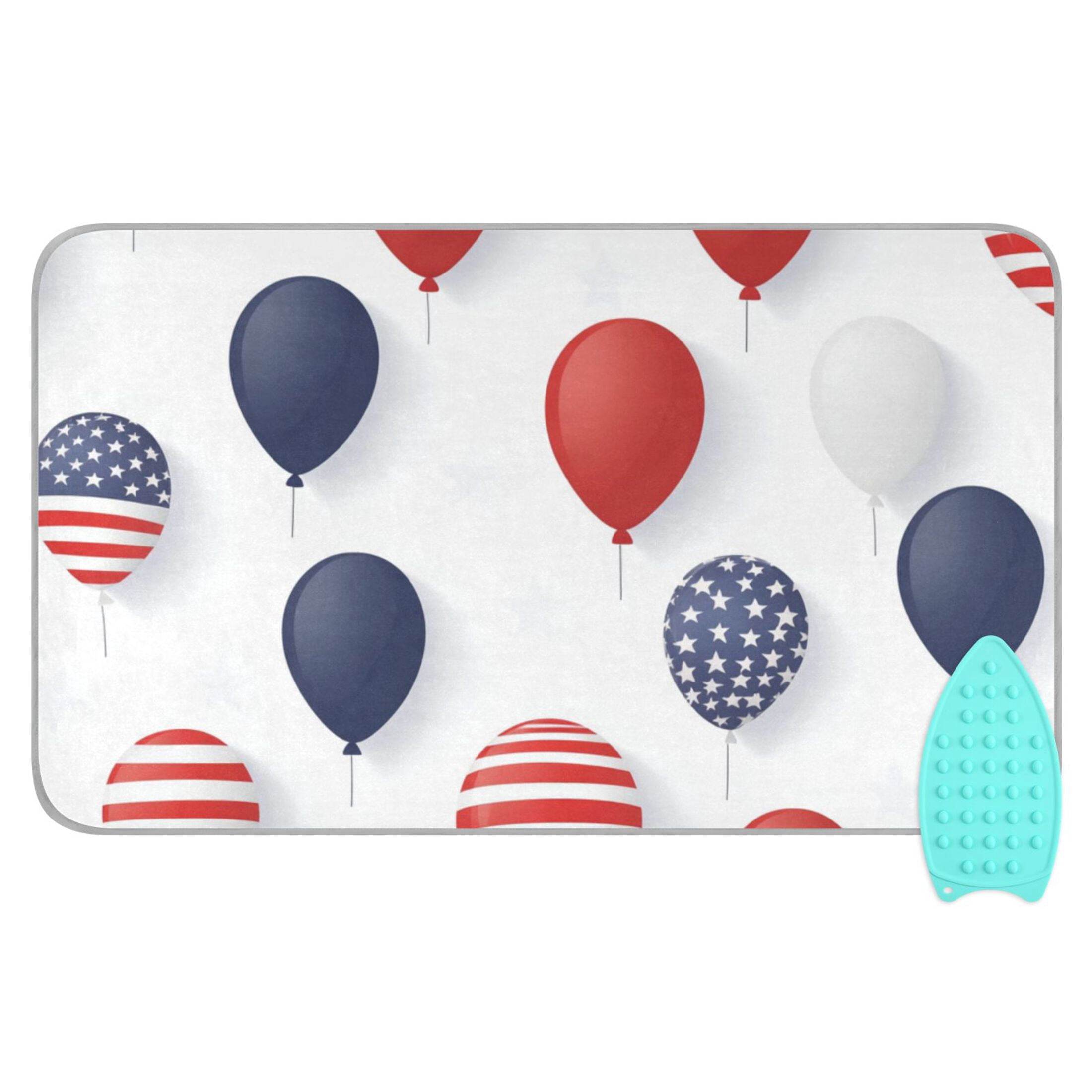 July 4th Usa Flag Pattern Balloons Ironing Mat Blanket Portable Travel Ironing Pad Heat Resistant Pad 47.2" x 27.6”