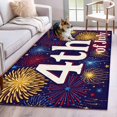 thumbnail image 1 of July 4th Washable Area Rug 3 x 5 ft Independence Day Retro Red Blue Yellow Fireworks Dark Blue, Soft Non Slip Rugs Stain Repellent Indoor Felt Carpet for Living Dining Room Bedroom Home Office, 1 of 9