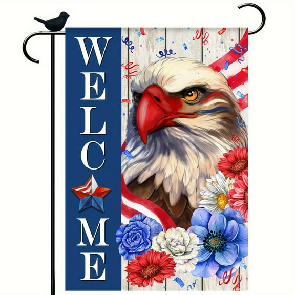July 4th Welcome Eagle Garden Flag