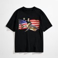 thumbnail image 1 of July 4thWashington Riding Shark Funny July 4th American Flag T-Shirt, 1 of 7