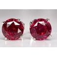 thumbnail image 1 of TAAPSEE JEWELS July Birth Stone Round Lab Created Red Ruby 4 Prong Solitaire Push Back Stud Earring, 1 of 2