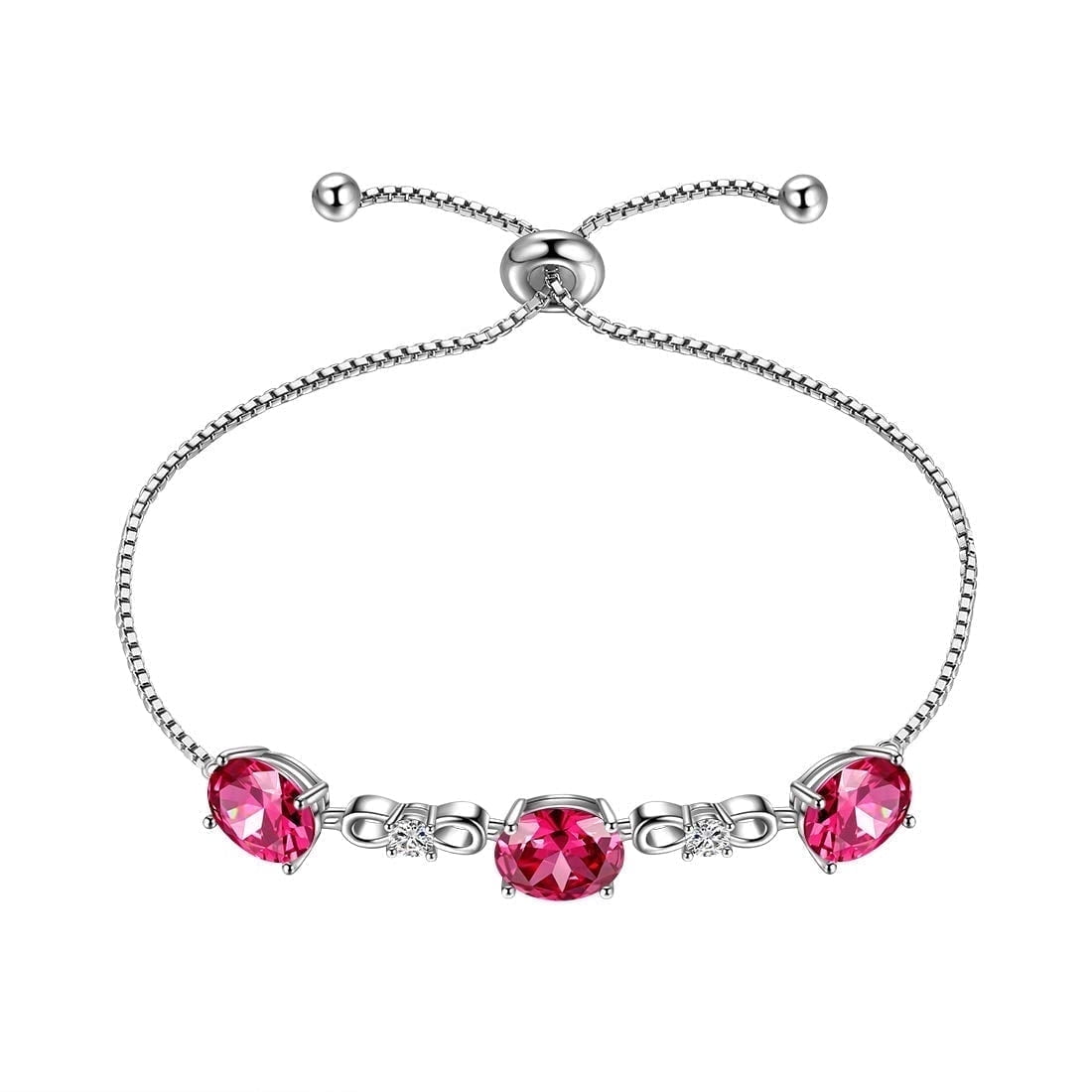 ★rosemont★ SILVER bracelet (January birthstone) RC0341 Aurora Tears 925 Silver January Birthstone Bracelet, Red