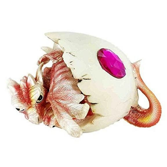July Birthstone Dragon Egg Statue Ruby Pink Gem Birthday Dragon Hatchling Figure