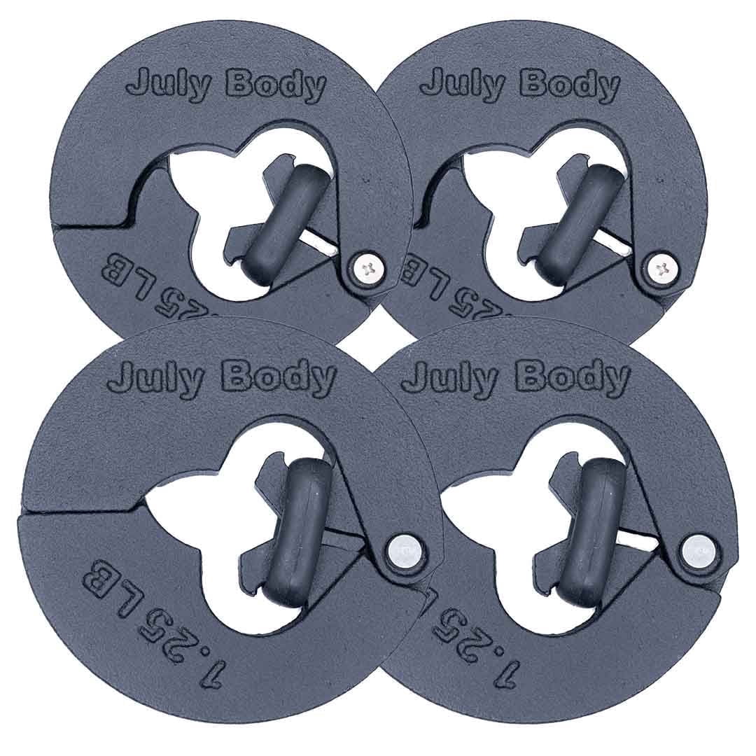 July Body 1.25 Pound Weight Clips – Adds 2.5 Total Pounds - For Dumbbells, Kettlebells, and Barbells -  Dumbbell Add Weight - Dumbbell Weight Clips - Weight Clip - Fractional Weight Plate