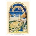 thumbnail image 1 of July: Château de Poitiers - Book of Hours (Très Riches Heures) - Vintage Illuminated Manuscript by Limbourg Brothers c.1400s - Master Art Print 10in x 14in, 1 of 4