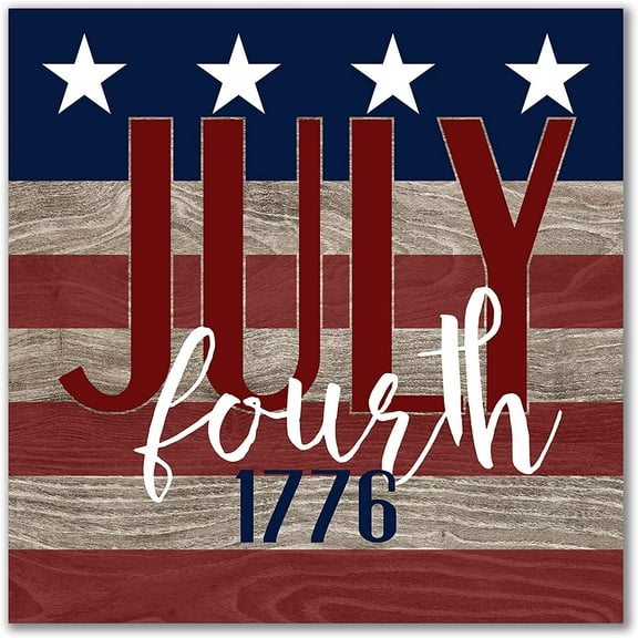 July Fourth 1776 Patriotic Wall Sign 12x12