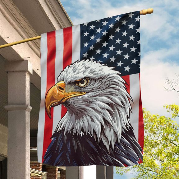 July Fourth Eagle Look At Me Outdoor Yard Decor, 12x18 POLE NOT INCLUDED