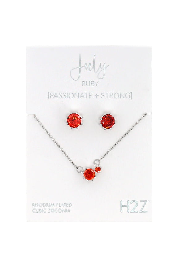 Company - July Ruby - 16.5"-18.5" Birthstone Jewelry Gift Set