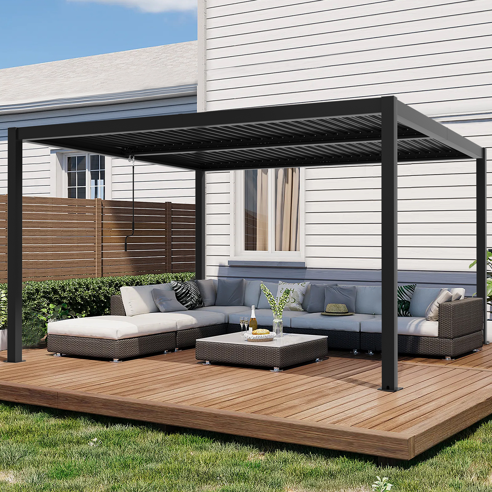 July Song Louvered Pergola,10'X13' Outdoor Pergola Gazebo with