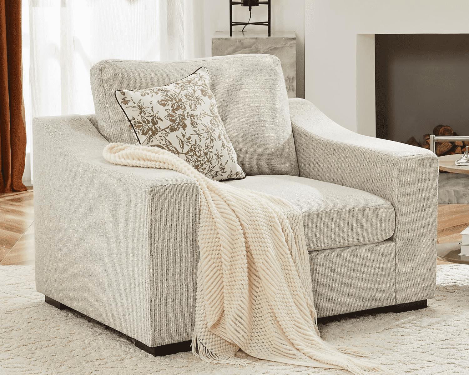 JULY'S SONG 48" W Accent Chair and A Half, Modern Oversized Reading ...