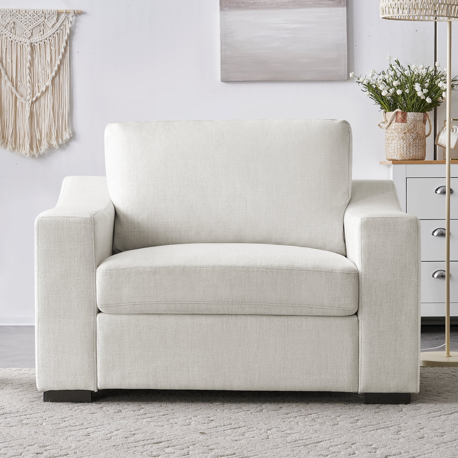 July's Song 48"W Accent Chair and A Half,Modern Oversized Read Chair for Living Room,Large Comfy Chair w/ Extra Wide Seat for Apartment,Linen Ivory - Walmart.com