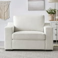 thumbnail image 1 of July's Song 48W‘’ Modern Linen Solid Arm Chair, Oversized Accent Chair for Living Room，Off-White, 1 of 12