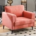 thumbnail image 1 of JULY'S SONG Accent Chair, Linen Fabric Comfy Upholstered Living Room Chairs, 37.8" Wide Mid Century Oversized Chair, Modern Arm Chair for Bedroom, Blush, 1 of 10