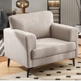 thumbnail image 1 of JULY'S SONG Accent Chair, Linen Fabric Comfy Upholstered Living Room Chairs, 37.8" Wide Mid Century Oversized Chair, Modern Arm Chair for Bedroom, Light Brown, 1 of 11