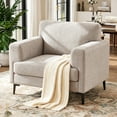 thumbnail image 1 of JULY'S SONG Accent Chair, Linen Fabric Comfy Upholstered Living Room Chairs, 37.8" Wide Mid Century Oversized Chair, Modern Arm Chair for Bedroom, Light Brown, 1 of 11