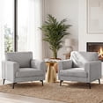 thumbnail image 1 of JULY'S SONG Accent Chair Set of 2, Linen Fabric Comfy Upholstered Living Room Chairs, 37.8" Wide Mid Century Oversized Chair, Modern Arm Chair for Bedroom, Light Gray, 1 of 11