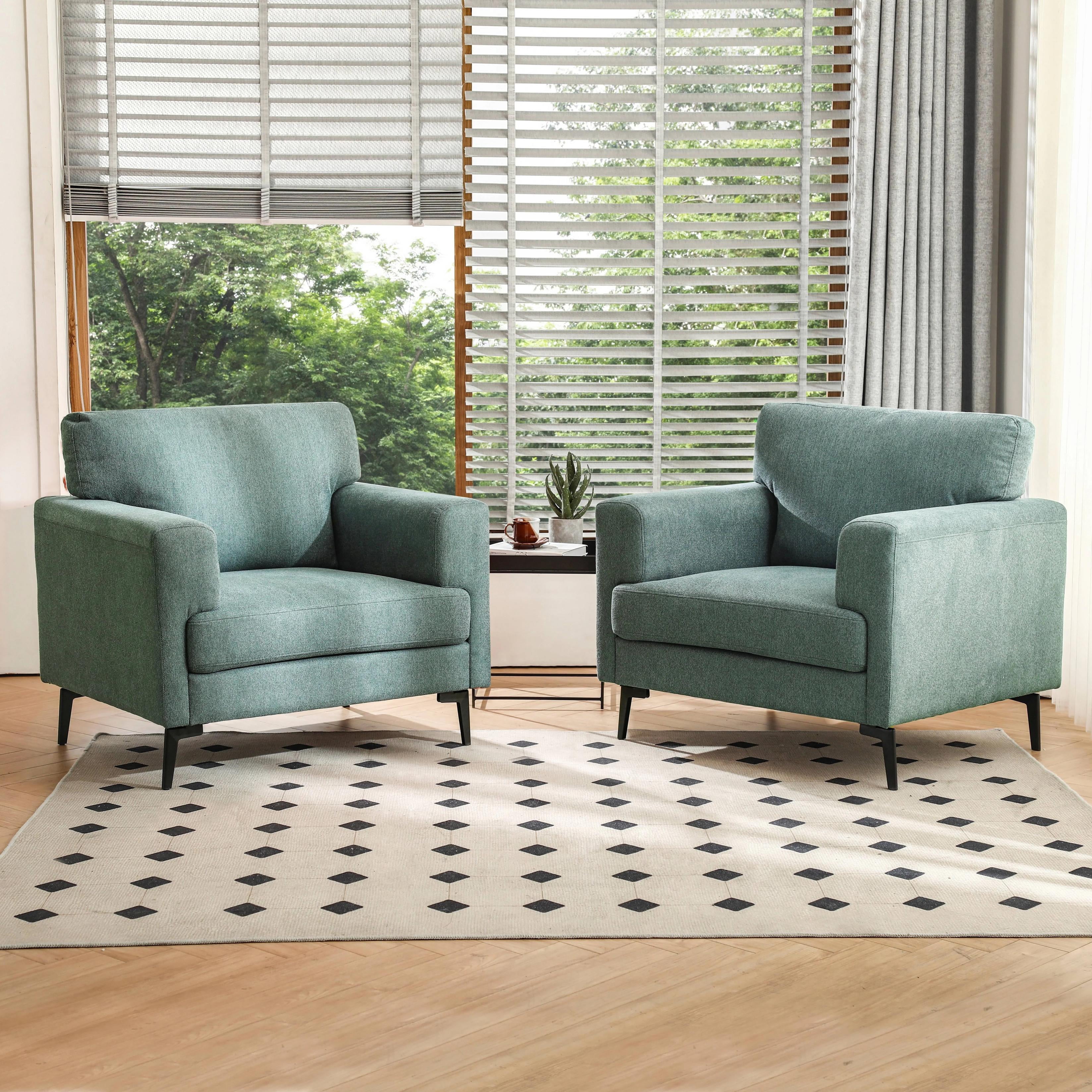 JULY'S SONG Accent Chair Set of 2, 37.8” Wide Linen