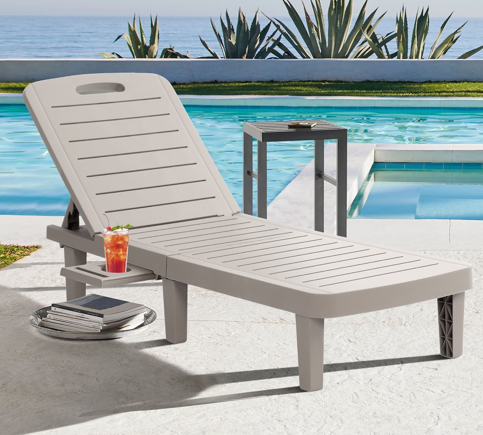 July’s Song Chaise Lounge Outdoor,24.5” Wide Adjustable Patio Lounge
