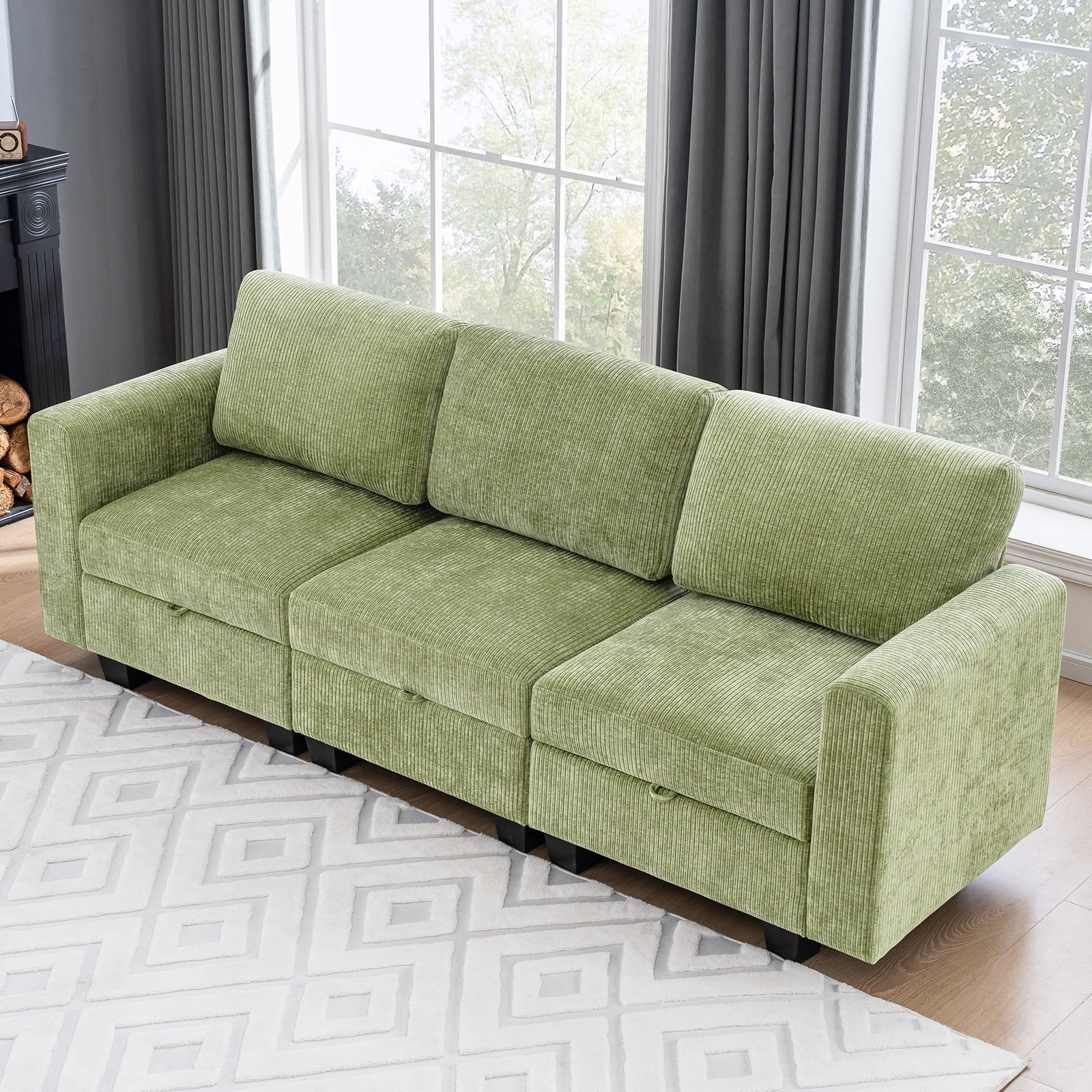 July’s Song Convertible Modular Sectional Sofa, Modern Couch with Storage Space,3 Seat