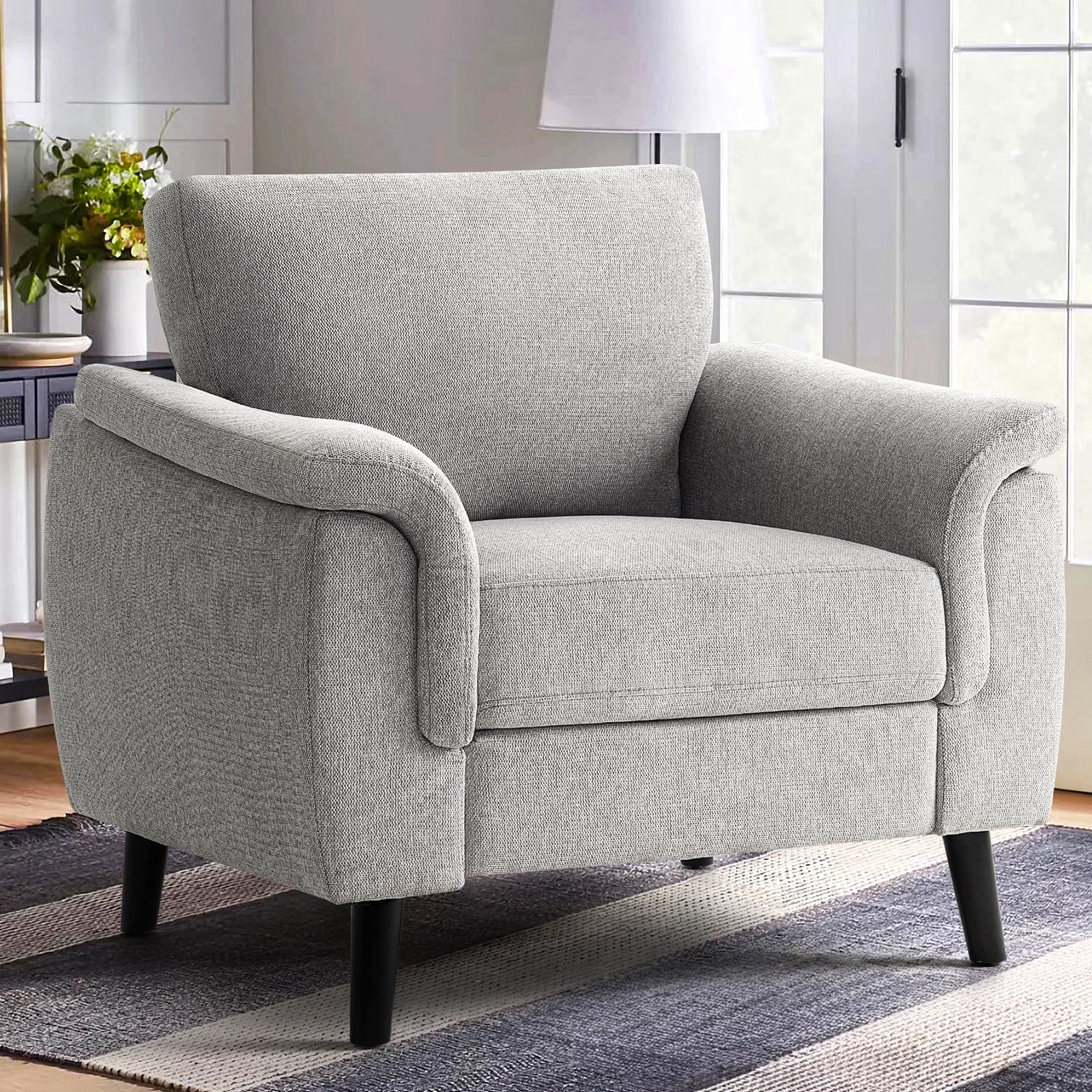 July s Song Big Comfy Armchair Cozy Decorative Accent Chair for Bedroom Living Room Apartment Chenille Light Gray Walmart