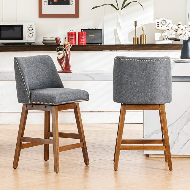 July’s Song Swivel Bar Stools,Modern Bar Stool Set of 2,26” Counter
