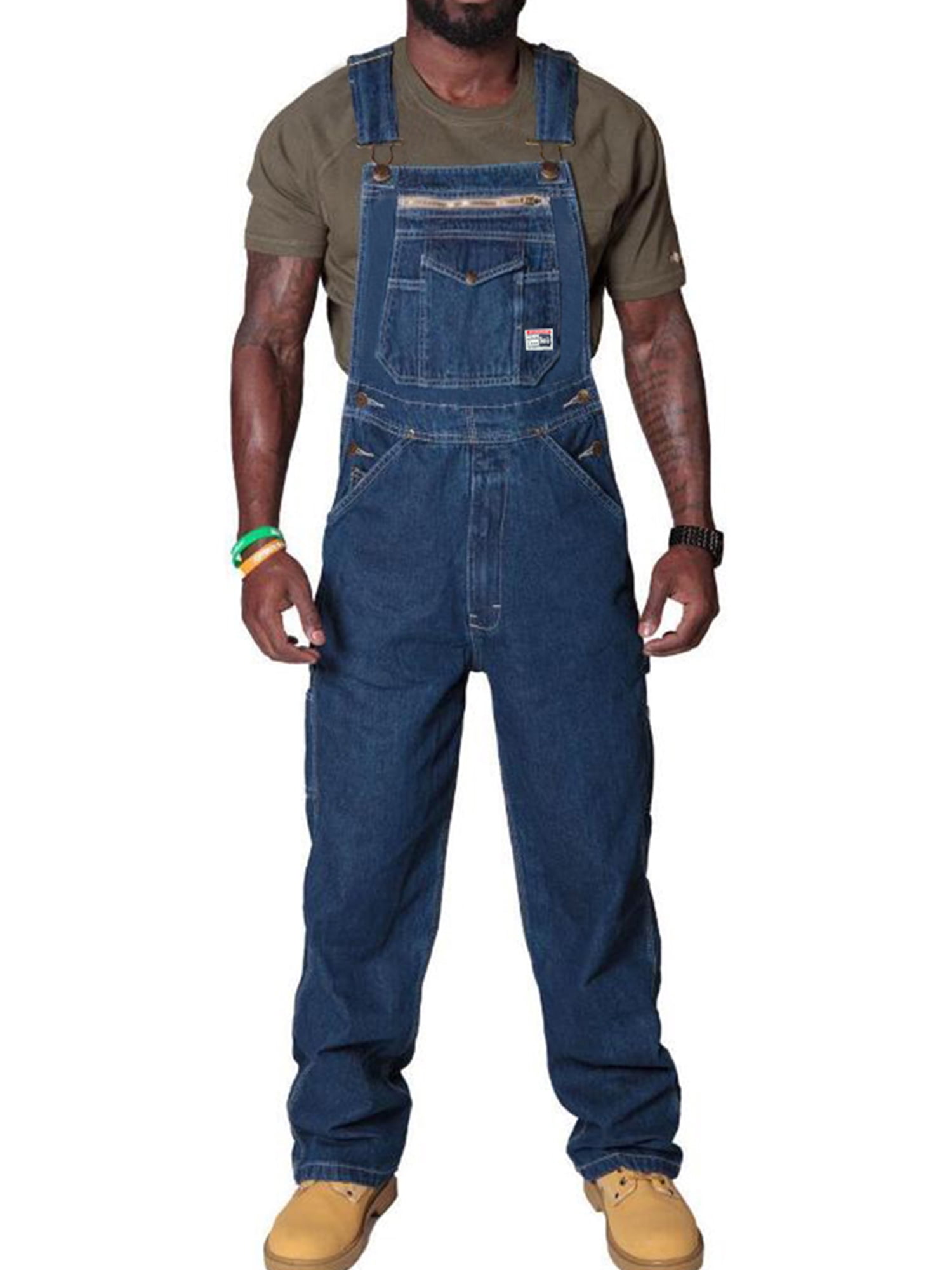 Julycc Men's and Big Men's Denim Bib Overall Carpenter Workwear Jeans Dungaree Jumpsuit Pants