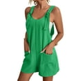 thumbnail image 1 of Julycc Plus Size S-4XL Womens Cotton Linen Imitation Strappy Overall Short Dungaree Shorts, 1 of 2