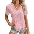 thumbnail image 1 of Julycc Plus Size S-5XL Womens Floral Lace Crochet Short Sleeve Blouse Shirt Tops, 1 of 2