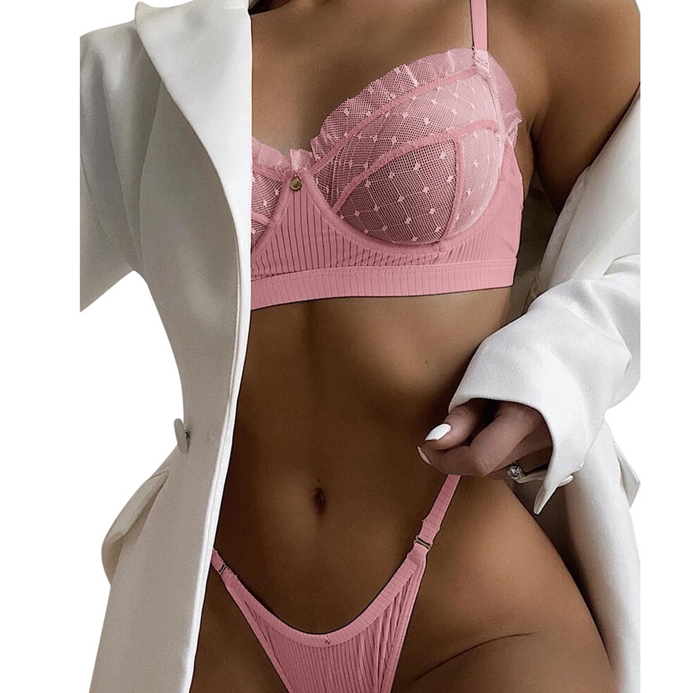 Julycc Women's Sexy Lingerie Lace Push Up Bra Panties Set Underwear  Sleepwear