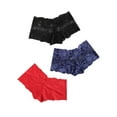 thumbnail image 1 of Julycc Wom Floral Lace Hipster Boy Short Briefs Underwear 3 Packs Panties Sexy Lingerie, 1 of 5