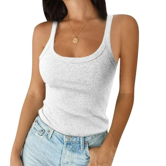Julycc Women Ribbed Cami Tank Tops Casual Basic Camisole Sleeveless Blouse T-Shirt