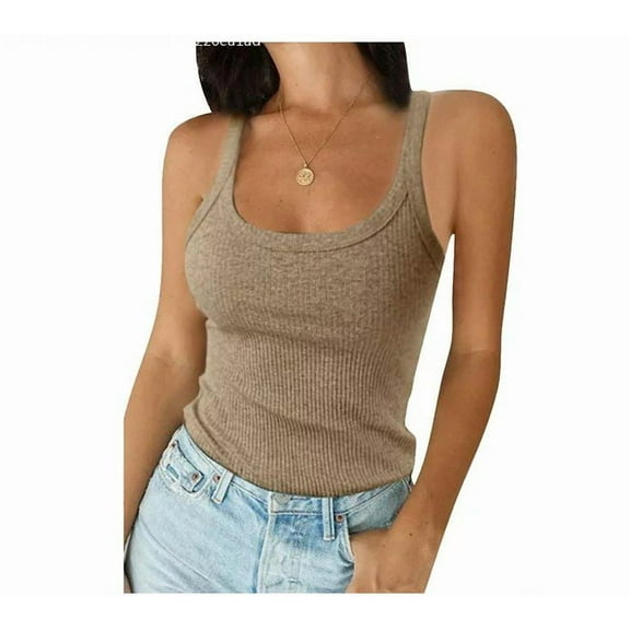 Julycc Women Ribbed Cami Tank Tops Casual Basic Camisole Sleeveless T-Shirt Blouse