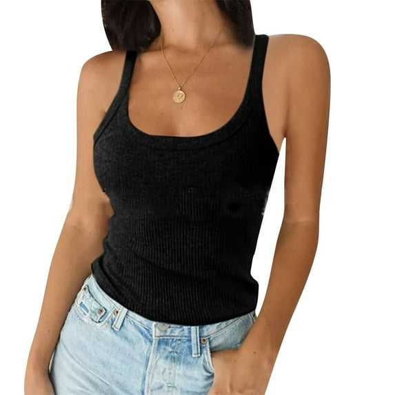 Julycc Women Ribbed Cami Tank Tops Casual Basic Camisole Sleeveless T-Shirt Blouse