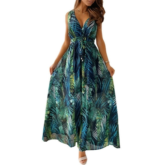 Julycc Women Summer Bohemian Long Maxi Dress Party Beach Floral Sundress