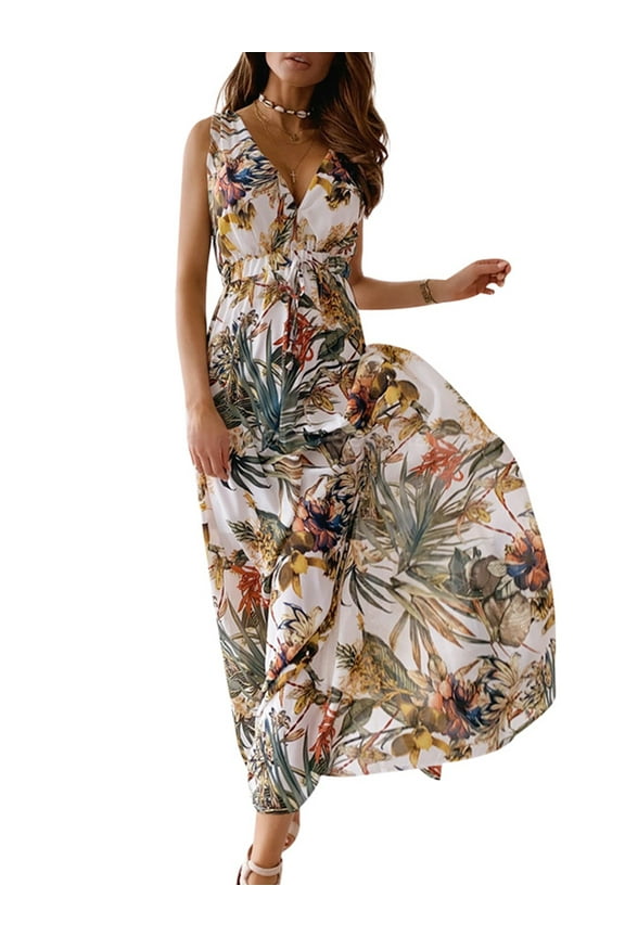 Women Summer Boho Long Maxi Dress Party Beach Floral Sundress