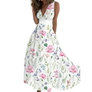 Julycc Women Summer Boho Long Maxi Dress Party Beach Floral Sundress