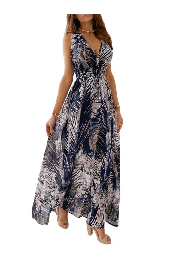 Women Summer Boho Long Maxi Dress Party Beach Floral Sundress