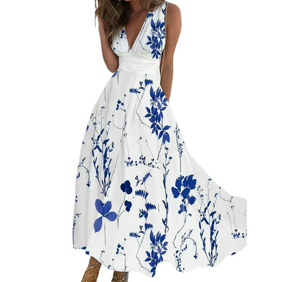 Julycc Women Summer Boho Long Maxi Dress Party Beach Floral Sundress