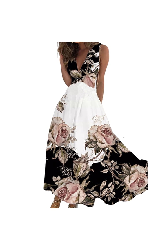 Women Summer Boho Long Maxi Dress Party Beach Floral Sundress