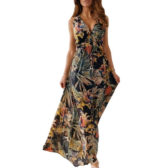 Julycc Women Summer Boho Long Maxi Dress Party Beach Floral Sundress