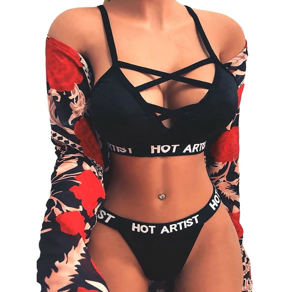 Julycc Women's Sexy Lingerie Lace Push Up Bra Panties Set Underwear Sleepwear