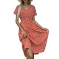 thumbnail image 1 of Julycc Womens Boho Midi Floral Dress Summer Short Sleeve Long Beach Sundress, 1 of 3