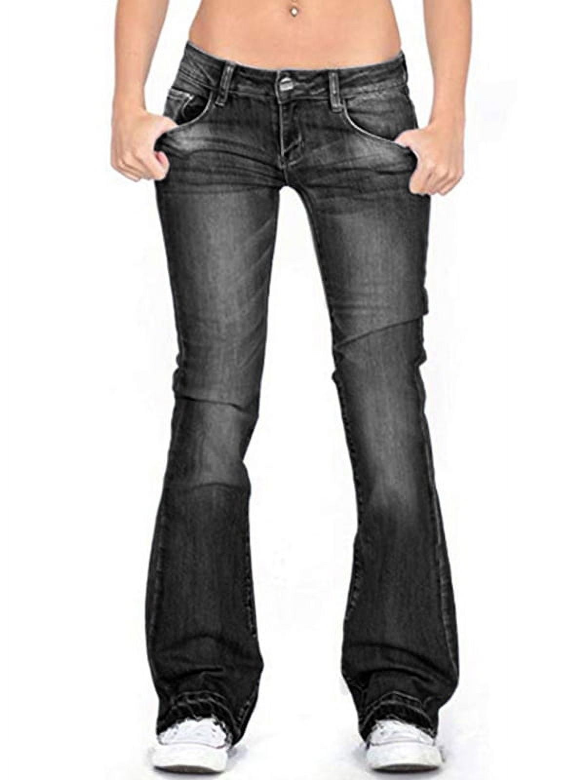 Julycc Womens Bootcut Jeans Flared Bell Bottoms Low Waist Denim 
