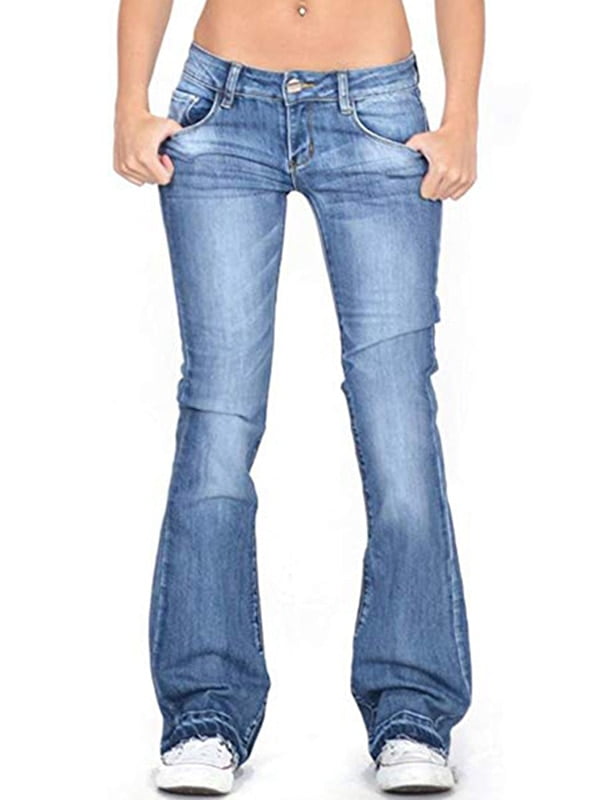 Julycc Womens Bootcut Jeans Flared Bell Bottoms Low Waist Denim Pants ...